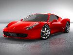 Avtomobíl Ferrari 458 kupe značilnosti, fotografija