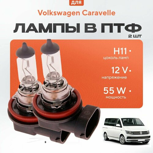 Галогеновые лампы H11 в ПТФ для Volkswagen Caravelle VI 2015-2022. Галоген в туманки для Фольксваген Каравелла фото