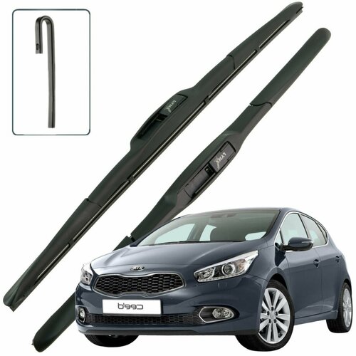 Дворники Kia Ceed (2) JD / Киа Сид хэтчбек 2012 / 2013 / 2014 / 2015 / 2016 Щетки стеклоочистителя гибридные ОЕМ для автомобиля LYNXauto к-т 2шт, 650мм-350мм фото