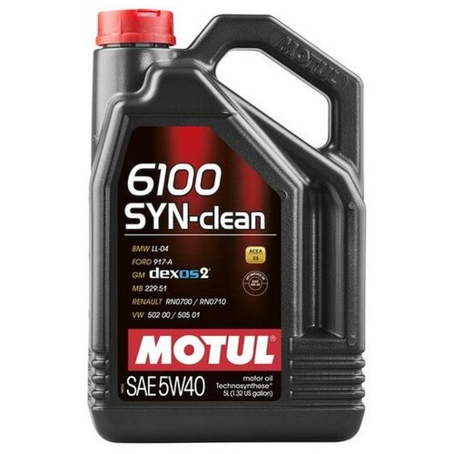 Синтетическое моторное масло Motul 6100 SYN-clean 5W40, 5 л, 1 шт. фото