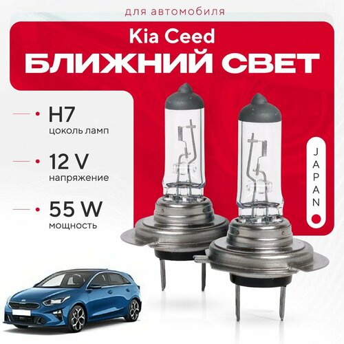 Японские галогенные лампы H7 для Kia Ceed III (хетчбек, 5 дв. ) 2018 - 2022. Галогеновые лампы в ближний свет для КИА Сид фото