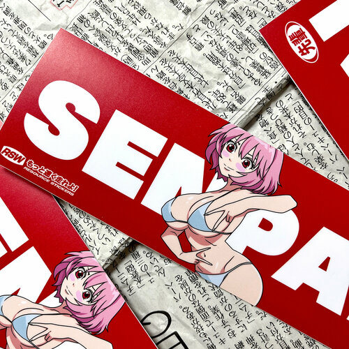 Наклейка на авто, JDM slap sticker, Senpai anime 19x6.5 фото