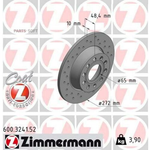 ZIMMERMANN 600324152 ZIMMERMANN 600.3241.52 Диск торм. задн. перфорир.[272x10mm/5отв.] SPORT Coat Z фото