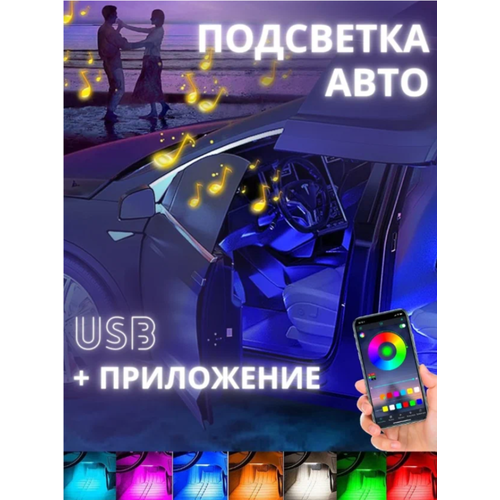 Подсветка в машину ВенИль, RGB, светодиодная лента, 150см х 20см фото