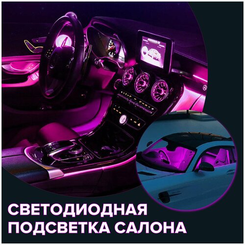 Светодиодная подсветка, подсветка салона автомобиля светодиодная с пультом, RGB фото