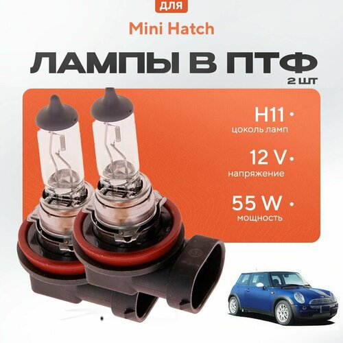 Галогеновые лампы H11 в ПТФ для Mini Hatch R50, R53 (3 дв.) 2001-2006. Галоген в туманки для Мини Хетч фото