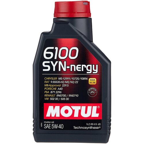 Синтетическое моторное масло Motul 6100 SYN-nergy 5W-40, 1 л, 1 шт. фото