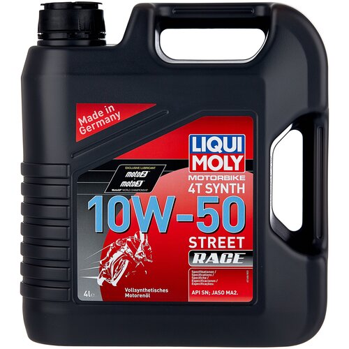 HC-синтетическое моторное масло LIQUI MOLY Motorbike 4T Synth Street Race 10W-50, 4 л фото