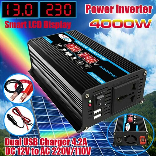 Инвертор автомобильный INVERTER 4000W (преобразователь напряжения 12V в 220V) с USB (4.2А) фото