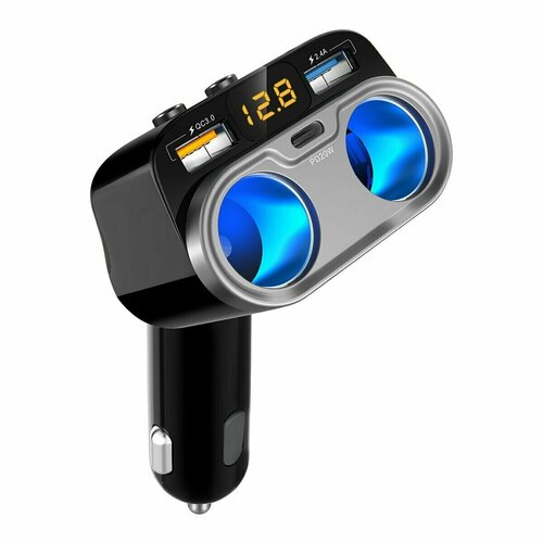 Автомобильный разветвитель прикуривателя Mivo MU-201 / 2xUSB / 150 Вт / QC3.0/ LED фото