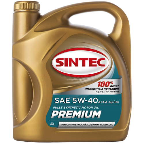 Синтетическое моторное масло SINTEC Premium SAE 5W-40 ACEA A3/B4, 4 л, 1 шт. фото