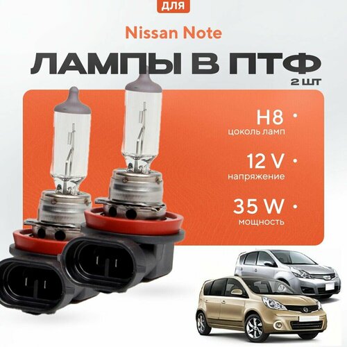 Галогеновые лампы H8 в ПТФ для Nissan Note. Галоген в туманки для Ниссан нот фото