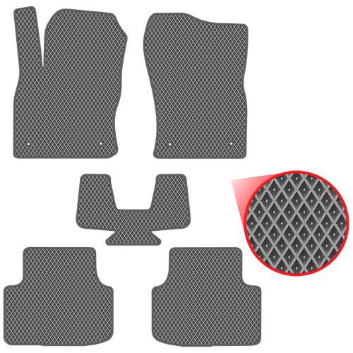Автомобильные коврики EVA для Skoda Octavia III A7 (2013-2020), серые с серым кантом, ячейка - ромб фото