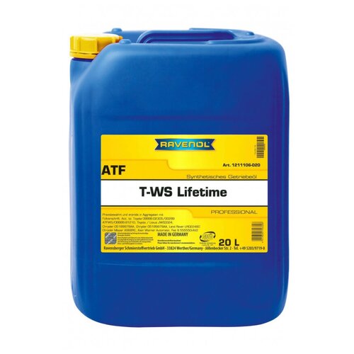 Масло трансмиссионное RAVENOL ATF T-WS Lifetime, 20 л фото