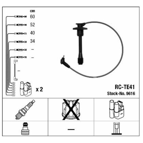Комплект проводов зажигания Ngk 9616 для Toyota Carina E, Corolla, Paseo, Starlet фото