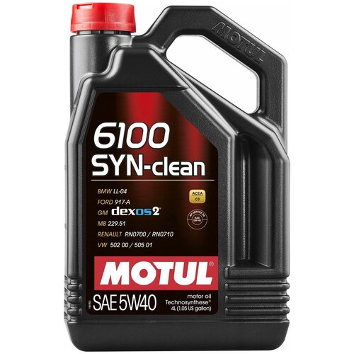 Полусинтетическое моторное масло Motul 6100 SYN-clean 5W40, 4 л, 1 шт. фото