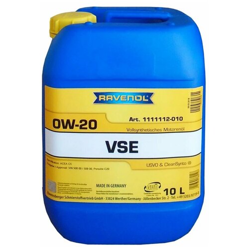 Полусинтетическое моторное масло RAVENOL VSE 0W-20, 10 л, 1 шт. фото