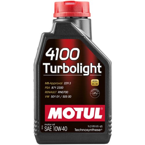 Минеральное моторное масло Motul 4100 Turbolight 10W40, 1 л, 1 шт. фото